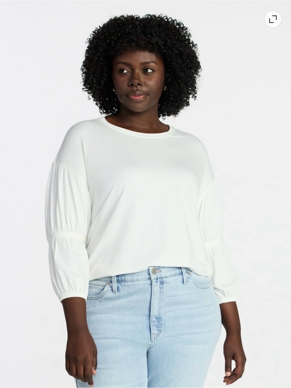 Terra & Sky Women's Plus Size Double Blouson Top with 3/4-Length Sleeves Size 1X